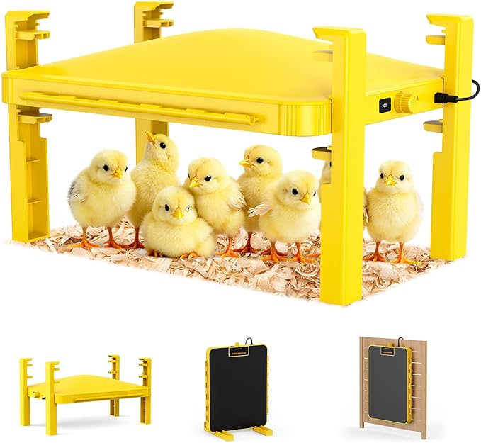 Brooder Plate for Chicks,Chicken Brooder Heater with Temperature Sensor – Radiant Heating Panel for Chicken Coops Poultry (Yellow)