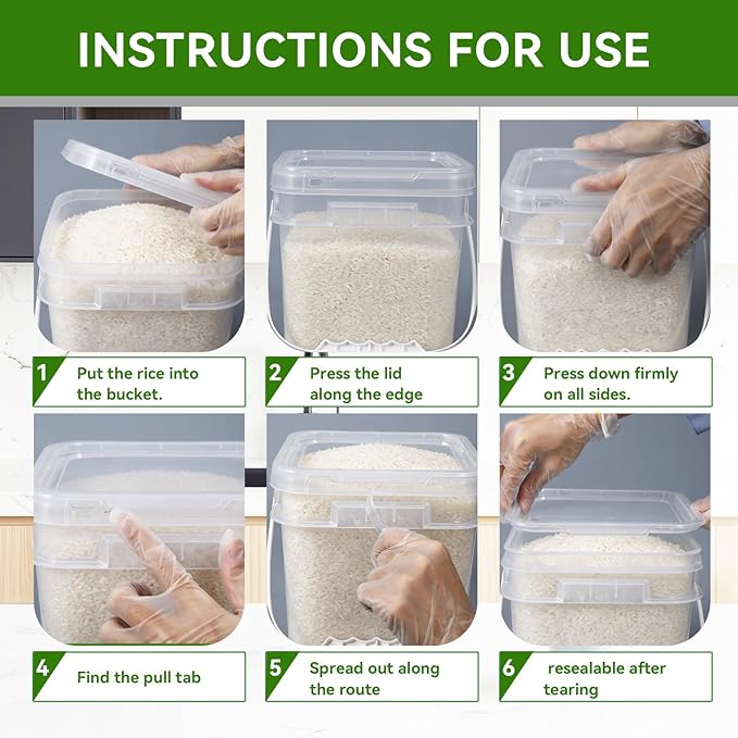 Food Storage Buckets with Lids - 4 Set Square Clear Plastic Containers, Airtight Pressure Seal & Handle for Kitchen Freezer Prep (Clear, 1.3 gal)