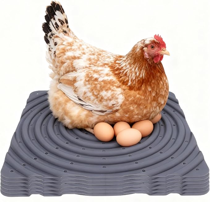 Silicone Chicken Nesting Pads, Waterproof and Washable, Durable Laying Hen Mat, Easy Clean Coop Liner for Suitable for Chicken Coop Egg Production,12" x 12"(6-Pack)