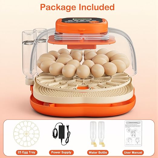 25 Egg Incubators for Hatching Eggs, Egg Incubator with Automatic Egg Turning and Humidity Control, Incubators for Hatching Eggs Chicken Quail Parrot Pigeon
