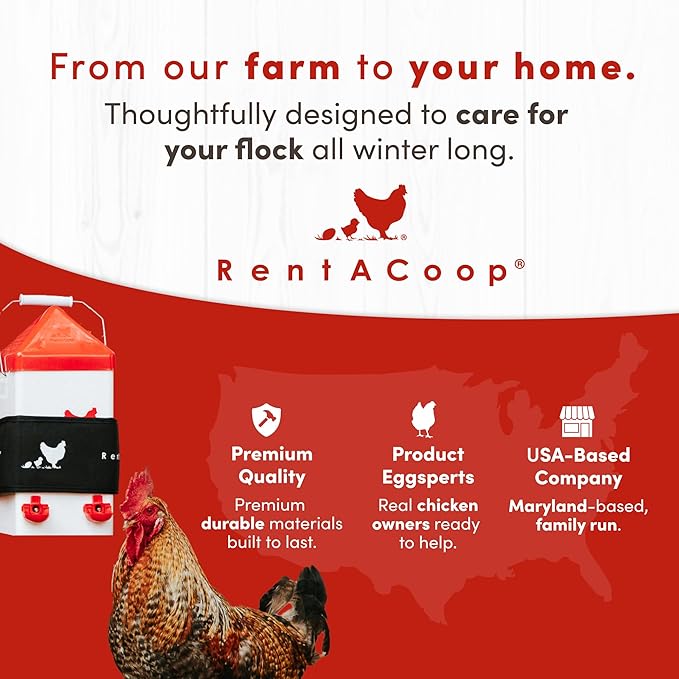 RentACoop Thermo Bucket Belt Small with Insulated Wrap - High-Performance Chicken Water Heater - Durable, Safe, and Energy-efficient; Tested to -10°F - fits RentACoop 1Gal & 2Gal High Rise Waterers