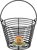 Colorful Metal Mesh Wire Egg Collecting Basket with Handle Portable Garden Vegetable Fruit Storage Lightweight Hanging Collector for Farmhouse Gathering Kitchen Picnic (Black, Normal - 8")