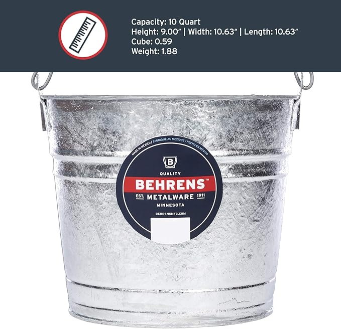 Behrens Hot-Dipped Galvanized Steel Utility Pail 10-Quart