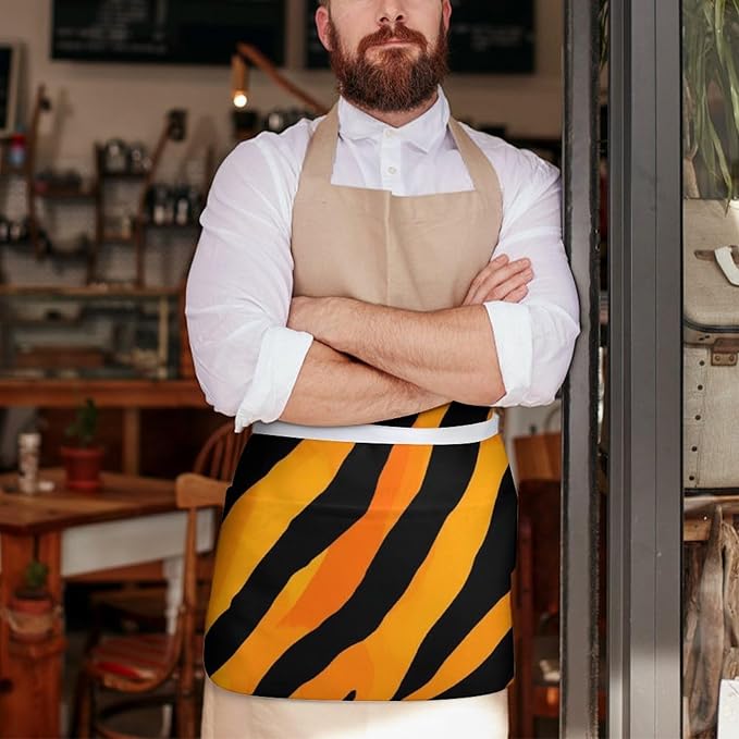 Server Waist Aprons Waitress Unisex Chef Works Half Apron with 3 Pockets