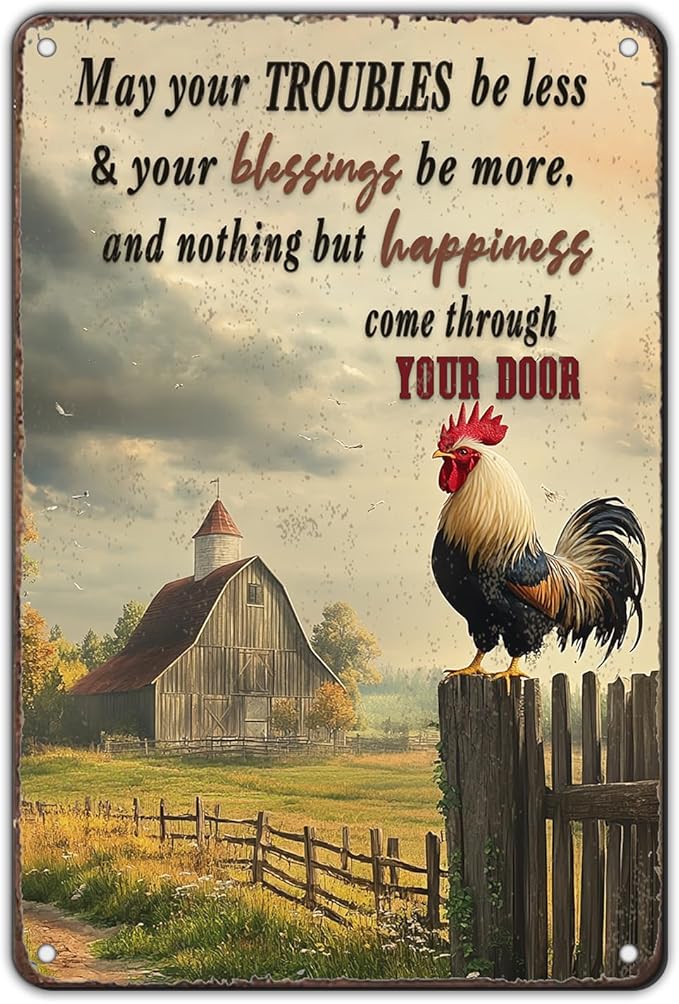 Rooster Kitchen Wall Decor Chicken Metal Signs Farm Rooster Crowing Sign Chicken Decor Welcome To My Mother Kitchen Home Fence Wall Decor 12x8 Inch Vintage Chicken Coop Tin Poster