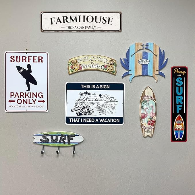 Vintage Metal Street Signs, Rustic Wall Art Plaques, Farmhouse Kitchen Home Bathroom Camping Bar Retro Decor Indoor Outdoor Road Sign 16 x 4 inch (FARMHOUSE)