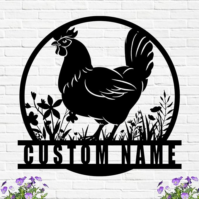Custom Chicken Coop Metal Sign, Personalized Farmhouse Wall Decor, Vintage Fluffy Butt Hut Decor, Custom Name Sign for Farm, Gifts for Chicken Lovers