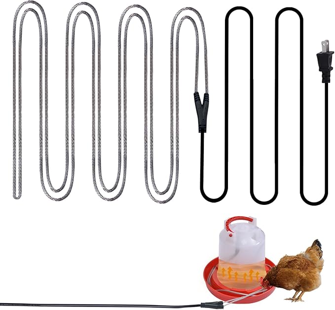 Chicken Water Heater Cord – Low-Watt Heated Chicken Waterer Cable for Winter, Safe Poultry Water Heating for Chickens, Ducks & Small Animals (1 Pack, Waterer Not Included)