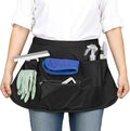 6-Pocket Cleaning Apron with Buckle, Splash-Proof Cleaning Caddy Apron, Adjustable Waist Belt with Zipper, Soft Heavy Sateen Housekeeper Aprons, Half Aprons for Housekeeping Work Supplies - Black