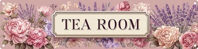Vintage Tin Tea Room Sign Retro Metal Sign Suitable For Home Garden And Tea Room - Multi-Purpose For Indoor/Outdoor Use Plaque 4x16 Inch