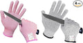 Evridwear Cutting Gloves Level 5 Cut Resistant, Food Safe Gloves with Non-Slip Grip for Kitchen, Meat Cutting & Mandoline Use, 2 Pairs (S, Pink+Gray)
