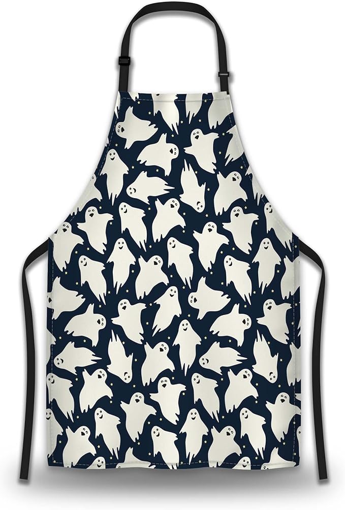 Cooking Apron for Men Ghost Dancing Night Halloween Cute Aprons for Women for Kitchen Restaurant BBQ Painting Crafting Gardening 27” (W) x 31” (H), Waterproof Aprons