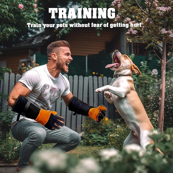 Leather-Welding-Gloves Heat/Fire-Resistant Kevlar-Gloves for BBQ,Grill,Camping,Stick,Animal-Handling-Gloves