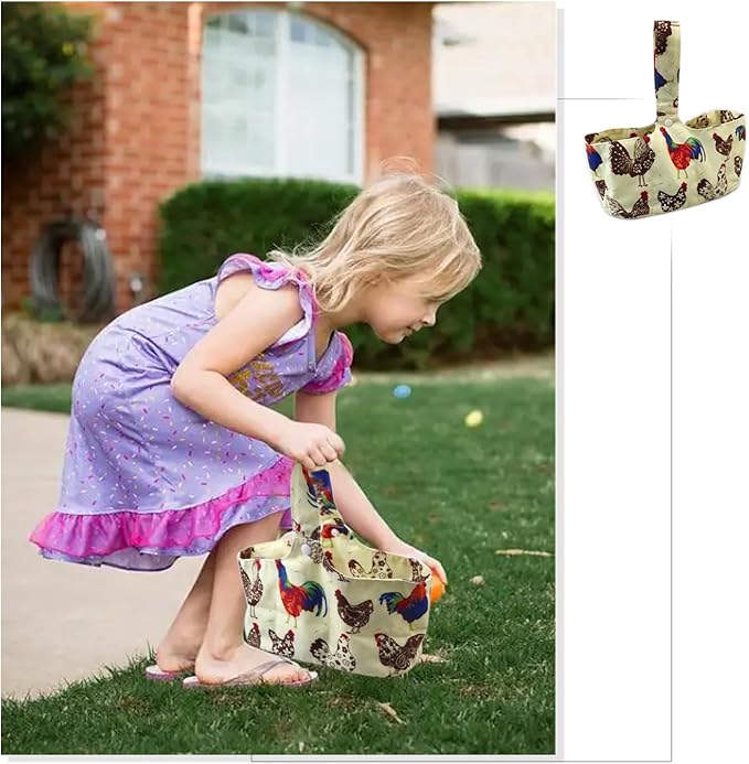 Mini Eggs Collecting Basket Tote Gathering Basket with 8 Pouches for Chicken Hen Duck Goose Eggs Housewife Farmhouse Garden