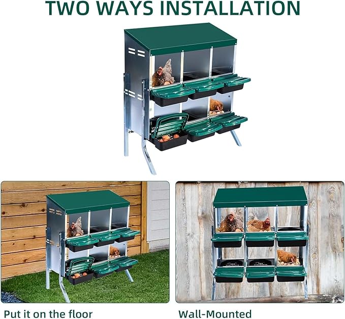 Nesting Boxes for Chickens - 6-Hole Chicken Nesting Boxes for Laying Eggs,Chicken Nesting Box with Lockable Lid - Secure Egg Laying Box for Farm & Backyard - Easy Egg Collection & Protection