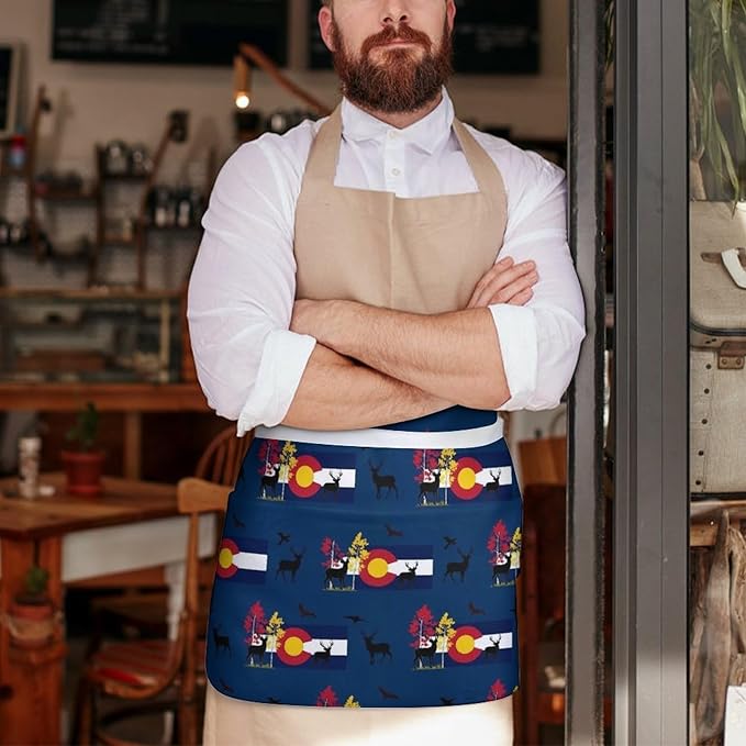Half Apron with 3 Pockets Chef Cooking Kitchen Restaurant Aprons for Women Men