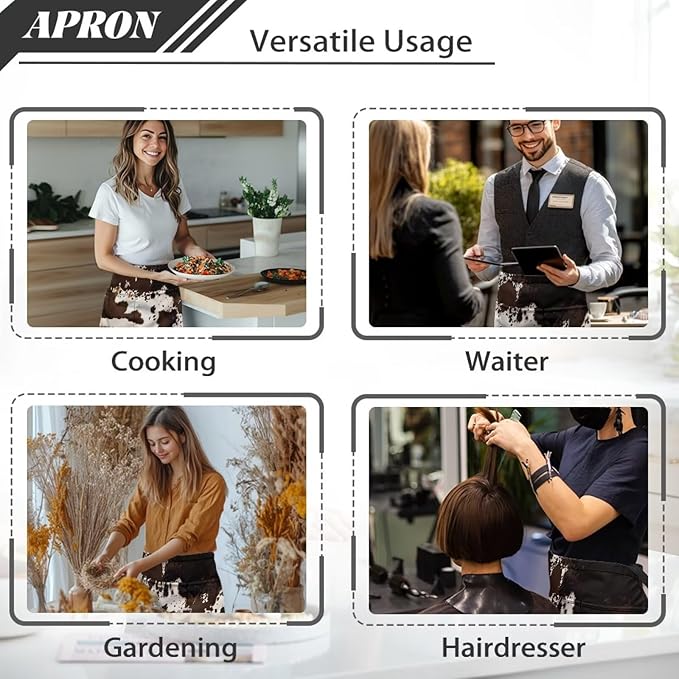 Waistress Apron with Pockets Coffee Waiter Apron Long String Chef Half Aprons for Cooking Kitchen Hairdresser