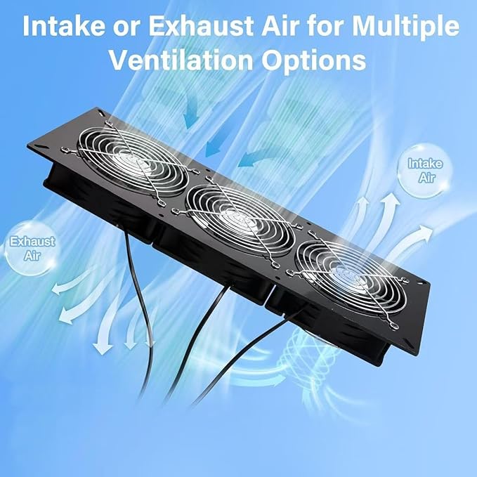 Solar 3 Fan Kit, Waterproofed Solar Powered Fans for Outdoor Chicken Coop, Greenhouse & Shed Intake or Exhaust Air