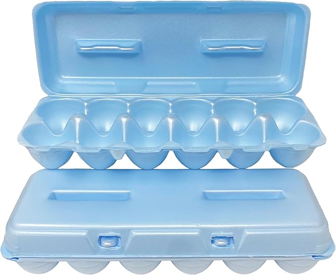 Cackle Hatchery Foam Egg Cartons for Chicken Eggs Holds 1 Dozen Eggs (Blue, 50pk)
