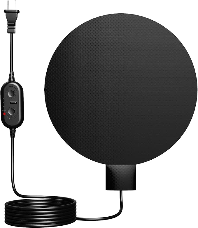 Chicken Water Heater for Winter, 6'' Heated Waterer Base for Metal/Plastic Poultry Waterer, 2-Temperature Settings, Built-in Thermostat (140°F - 194°F), Silicone Coop Heater with 6ft Power Cord (1PC)