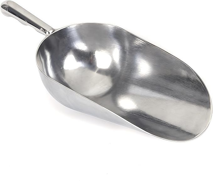 Heavy-Duty Cast Aluminum Kitchen Scoop - Rust-Proof, Ergonomic S-Handle Ice Cube Endurance Scoopfor Ice, Candy, Popcorn, Coffee Beans, Flour & Pet Food - Commercial-Grade Durable Design (L（24oz）)