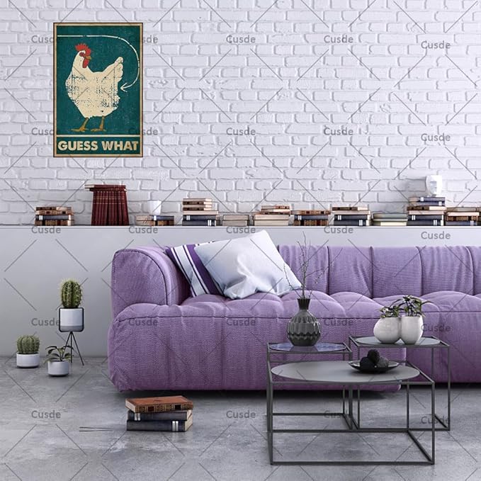Chicken Coop Signs Vintage Guess What Metal Tin Sign Chicken Coop Accessories Retro Chicken Decor For Kitchen Farm 8x12 Inch