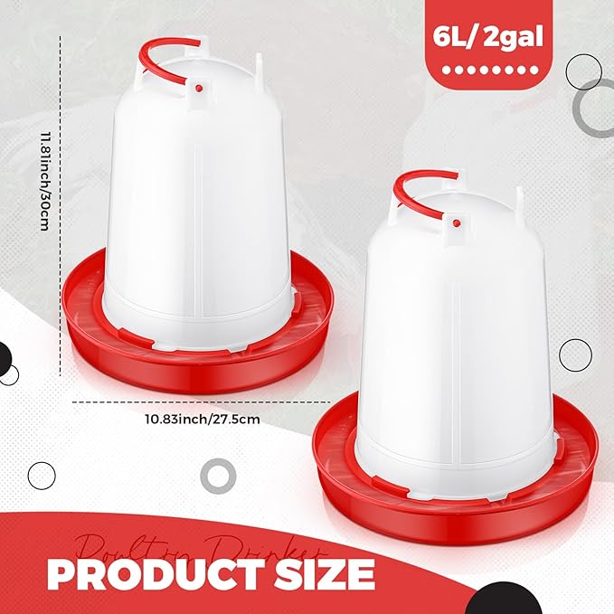 Pickmesh 2 Pcs 2 Gallon Plastic Poultry Drinker Poultry Waterer Automatic Chicken Water Feeder Fed Water Container Jar for Duck Baby Chicks Rabbit Turkeys Outdoor Farm