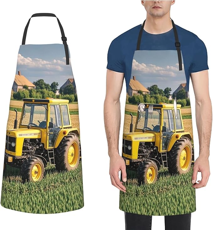 Waterproof Apron Adjustable Bib for Women Men Tractor farm Cooking Aprons Chef Bibs with 2 Pocket
