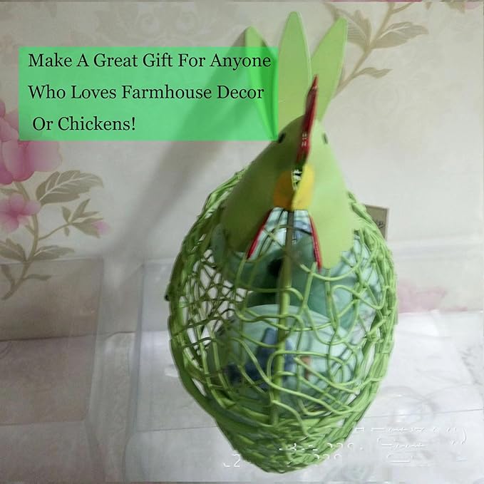 Chicken Wire Egg Basket Egg Holder Farmhouse Rustic Vintage Rooster Decor Chicken Shaped Egg Basket Fruit Storage Wire Basket For Collecting And Countertop Storing Egg (Pink)