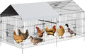 Metal Chicken Coop, 86" L×40" W×40" H Chicken Runs for Yard with Waterproof Cover, Outdoor Portable Chickens Pen with 4 Doors, 1 Window for Small Animals Duck, Rabbit, Hen