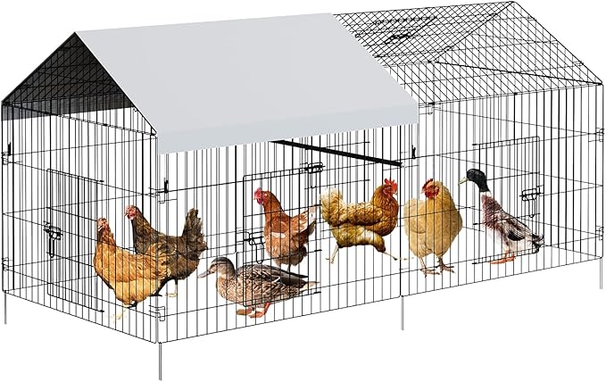 Large Metal Chicken Coop,120" x40x40 Heavy Duty Walk-in Chicken Runs with Waterproof and Anti-Uv Cover,Portable Poultry Cage Hen House Outdoor Backyard Farm Playpen Exercise Pen for Rabbit Duck