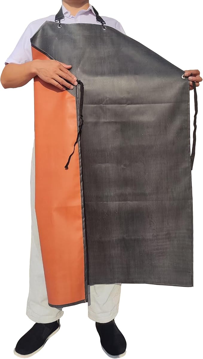 Thick Waterproof Rubber Aprons, Puncture/Abrasion/Chemical/Oil Resistance Work Apron