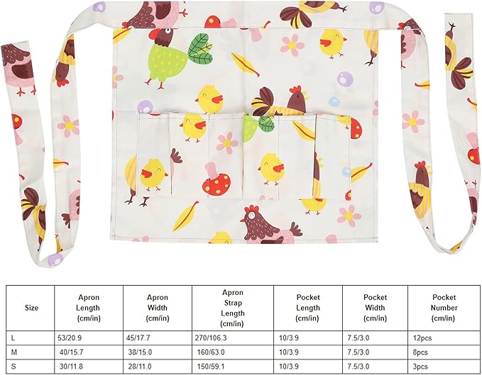 Eggs Collecting Protective Apron with Multiple Pockets, Chicken Eggs Gathering Holding Apron, Cotton Twill Durable Machine Washable Farm Kitchen Use for Eggs Duck Eggs Goose Eggs Q (S)