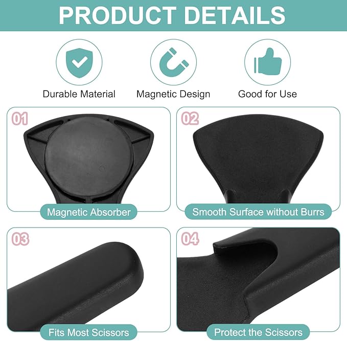 uxcell Magnetic Scissor Holder, 7.48" x 3.46" Plastic Scissors Cover Durable Waterproof Protector Portable with Round Magnetic Absorber for Kitchen Shears, Black