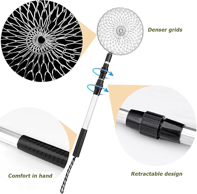 2Pcs Egg Grabber for Chicken Eggs - Extendable Stainless Steel Egg Picker Tool with Non-Slip Handle, Long Reach Egg Lifter for Collecting Fresh Eggs from Coop, Poultry Nest, and Farm Use(2, Black)