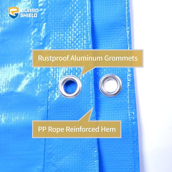 GUARD SHIELD Blue Tarp Waterproof 8x8 Feet Medium Duty All Purpose Poly Tarps Cover 7mil