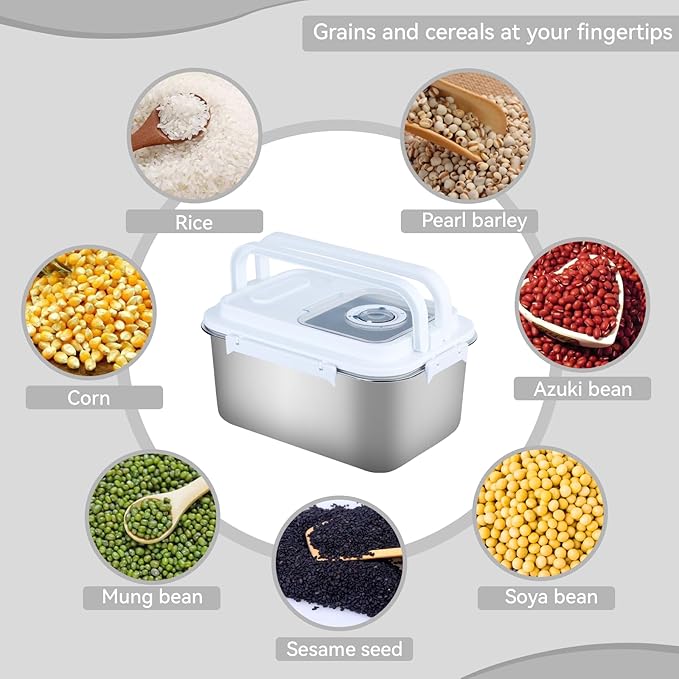 20lbs/10L Stainless Steel Dog Cat Pet Food Flour Storage Bin Airtight Bird Seed Keep Food Fresh Rice Container Metal Cereal Grain Dry Boxes for Kitchen Countertop Pantry, Silver (320 oz)