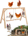Pine Wood Chicken Roosting Bars with 2 Swings – Weather‑Resistant Poultry Perch for 6–8 Chickens – Backyard Coop Accessories & Comfortable Outdoor Play Station