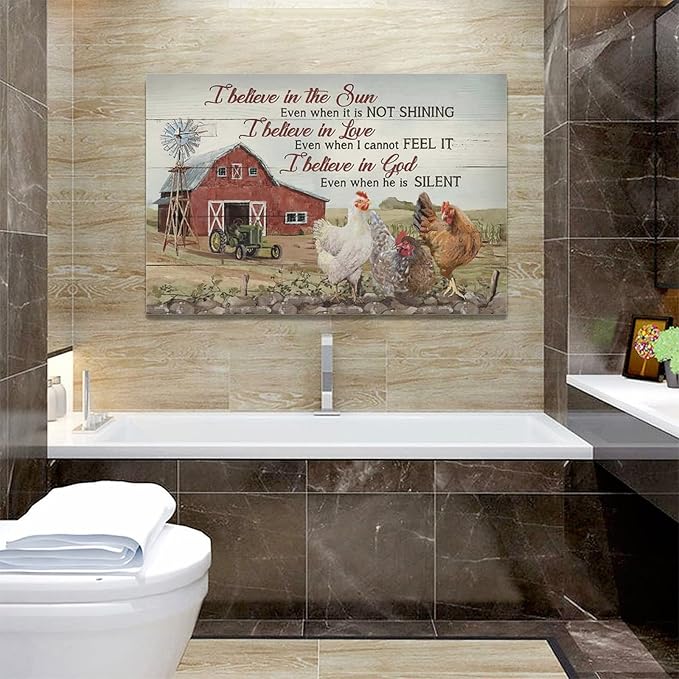 banonaty Rooster Kitchen DecorWall Art Rustic Farmhouse Chicken Barn PicturesWall Decor Country Inspirational Quotes Canvas Prints Home Office Decorations For Bathroom Dinning Room Framed 24/inx16/in