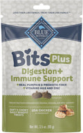 Blue Buffalo Blue Bits Plus Digestion and Immune Support Daily Benefit Dog Treats, Soft & Chewy Chicken and Pumpkin Morsels, 3.5-oz. Bag