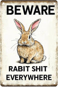 Easter bunny Tin Sign Retro Fun Metal Sign BEWARE RABBIT SHIT EVERYWHERE for Home Living Room Garden Yard Outdoor Wall 8X12Inch