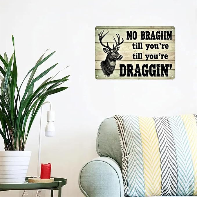 Deer Hunting Rules Tin Sign Vintage Hunting Lodge Metal Sign Print Aesthetic for Garden Yard Bar Porch Home Bedroom Kitchen Wall Decor Gift 8 X 12 in