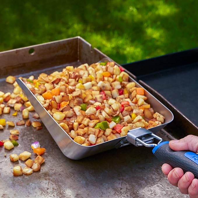 Razor Griddle Food Scooper, Multi-Purpose Stainless Steel Griddle Food Mover, Extra-Large Scooper for Bulk Meals, Vegies for Outdoor Cooking, BBQ, Grilling, Shovel Spatula for Stir Fry & More -08835RZ