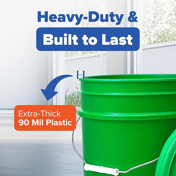 ePackageSupply 5 Gallon Plastic Bucket with Airtight Lid | Made in USA | Food Grade Bucket | BPA-Free | Heavy Duty 90 Mil All Purpose Pail | One 12" Rubber Mallet & One Lid Opener Included | 1 Pack