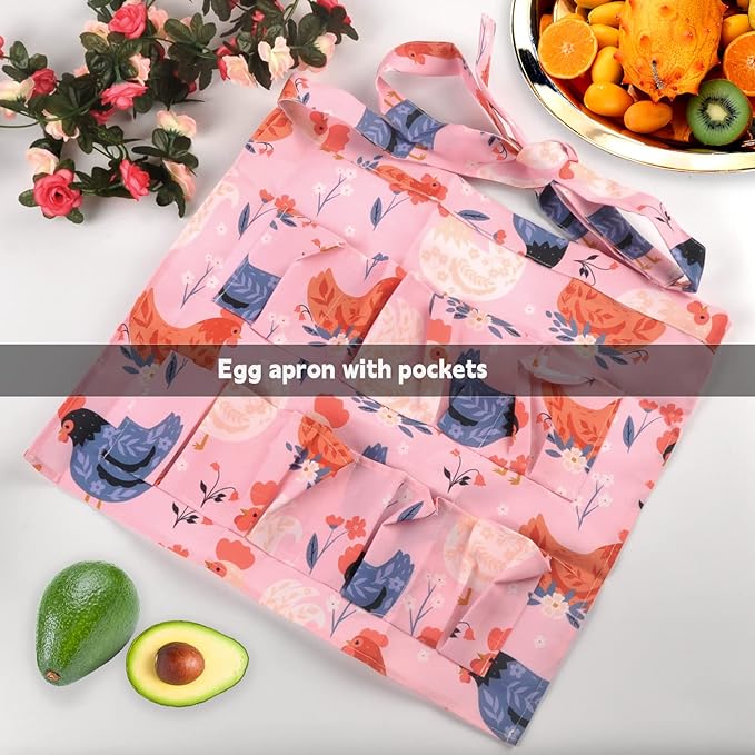 Chicken Egg Apron for Kids, Egg Collecting Apron for Fresh Eggs, Durable Canvas Chicken Aprons for Chlidren, Eggs Gathering Thanksgiving Harvest Aprons Basket with 8 Pockets