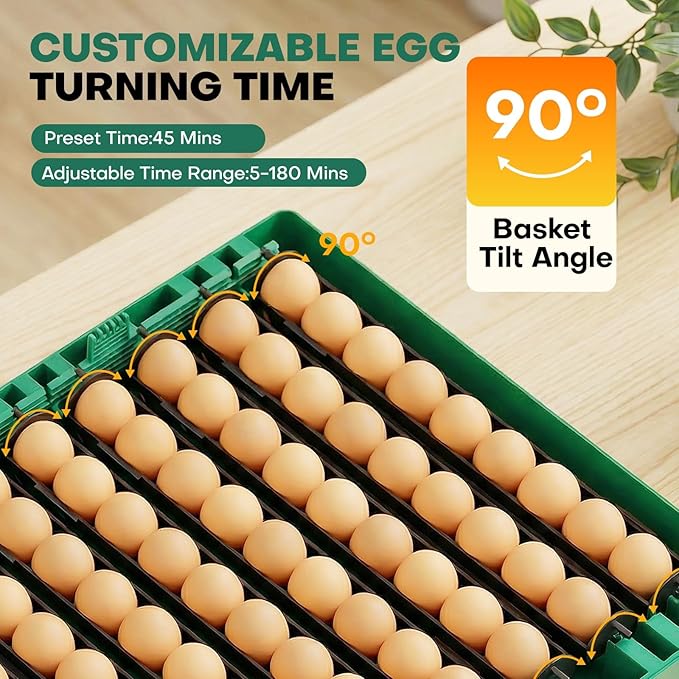 Incubators for Hatching Eggs, 72 Eggs Hatching Incubator with Automatic Egg Turner & Humidity Control & Digital Temp, 360° Clear View for Chicken/Duck/Quail/Goose, Perfect for Lab School Farm
