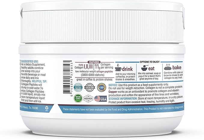 KAPPA NUTRITION Collagen Type I, II, III, 6 Billion Probiotic Acid Resistance, Hyaluronic Acid, Vitamin C, Biotin, Copper and MCT Oil, Beautiful Hair, Nails, & Skin, Collagen Peptides 9 in 1 (11.9oz)