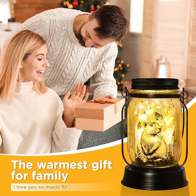 kyoryuger Capybara Gifts for Women/Men Capybara Solar Lanterns Mom Grandma Birthday Present Lantern Memorial Lights Solar Garden Decoration Outside for Yard, Patio,Backyard,Porch Torches
