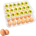 Egg holder for fridge - deviled egg containers with lid, Clear Stackable Plastic Egg Holder, Space-Saving 36 Egg refrigerator Organizer (Clear, Pack of 02)