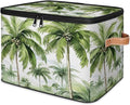 Palm Tree Storage Bins with Lids, Tropical Trees Fabric Storage Boxes with Zipper, Collapsible Decorative Closet Organizer Cube for Clothes, Organizing, Shelves